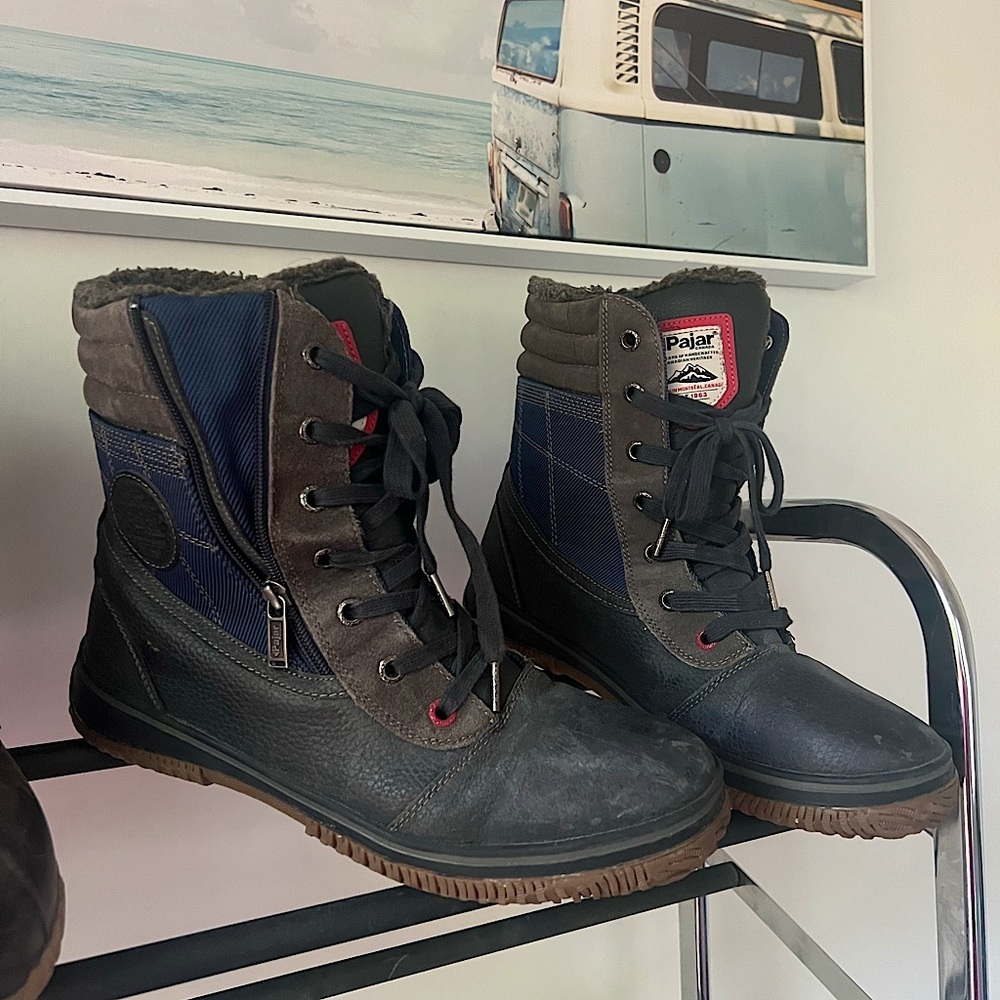 men’s Pajar winter boots navy grey red warm waterproof outdoors men’s hiker